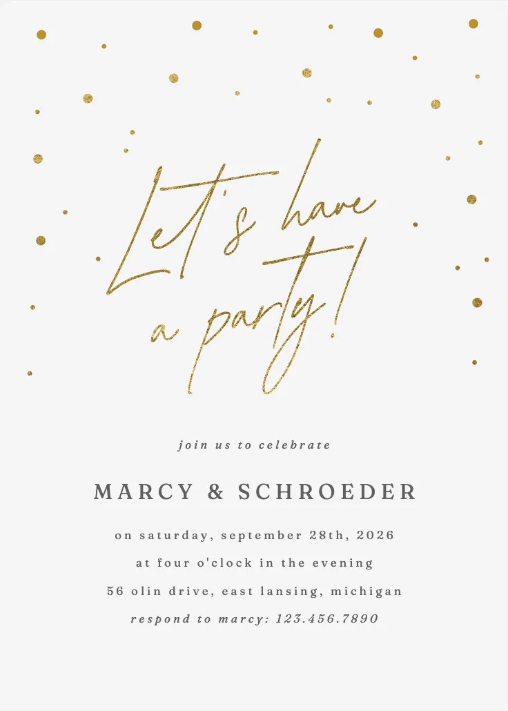 Golden flakes - party invitation